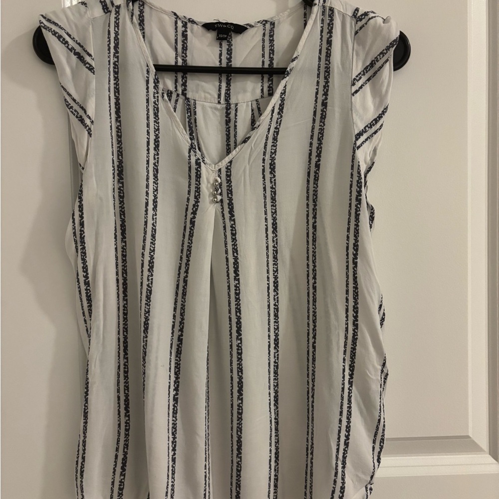 RW&CO. Black and White Striped Blouse